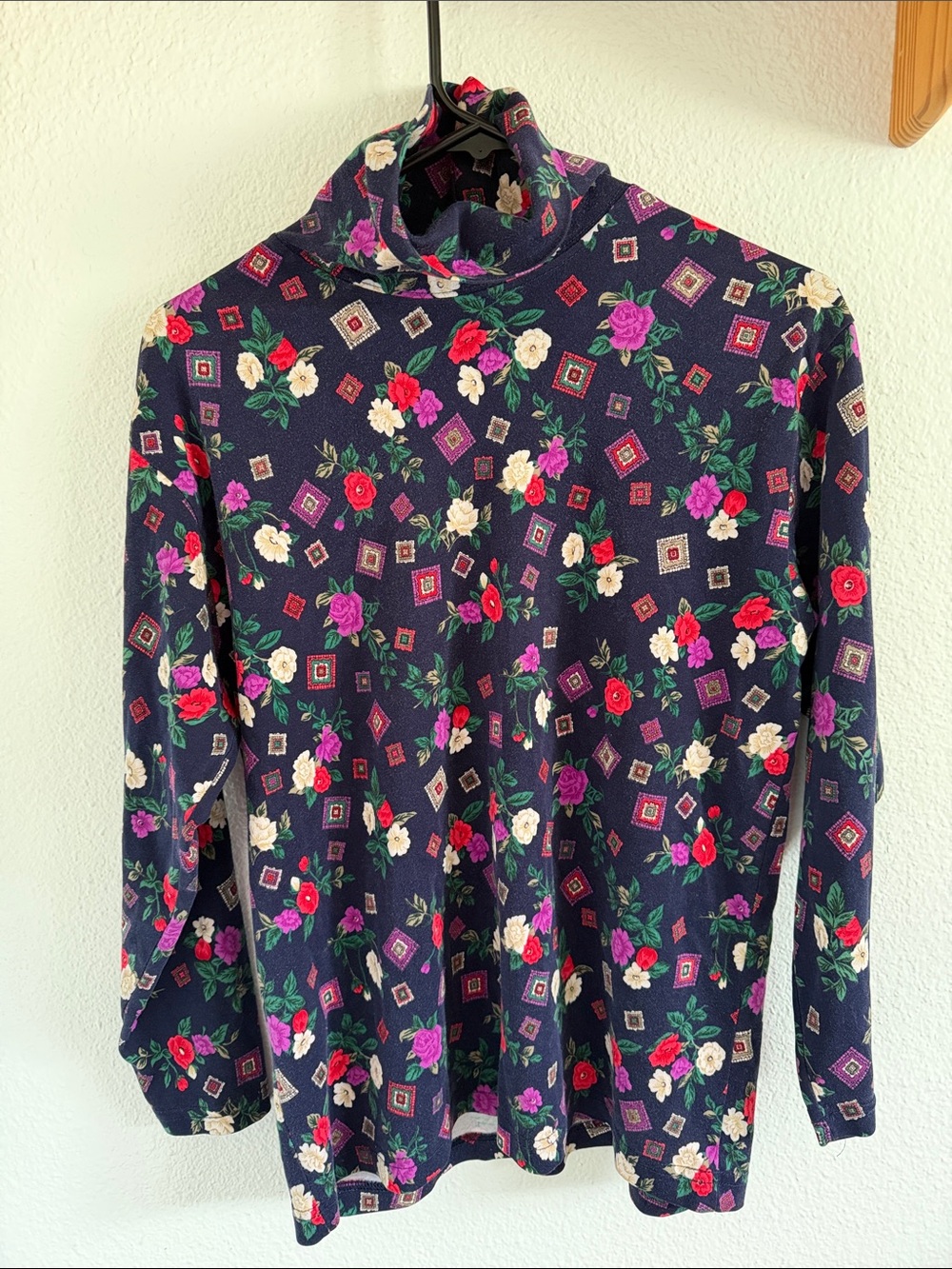 Hunt Club Navy Floral Long Sleeve Top